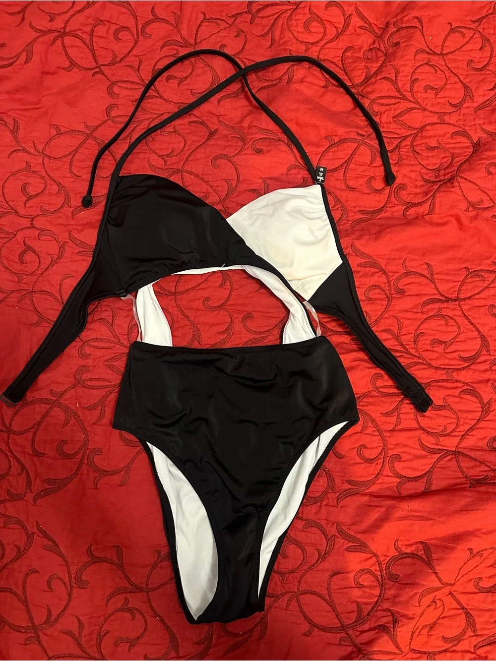 PINK Victoria's Secret Black and White Cutout One-Piece Swimsuit